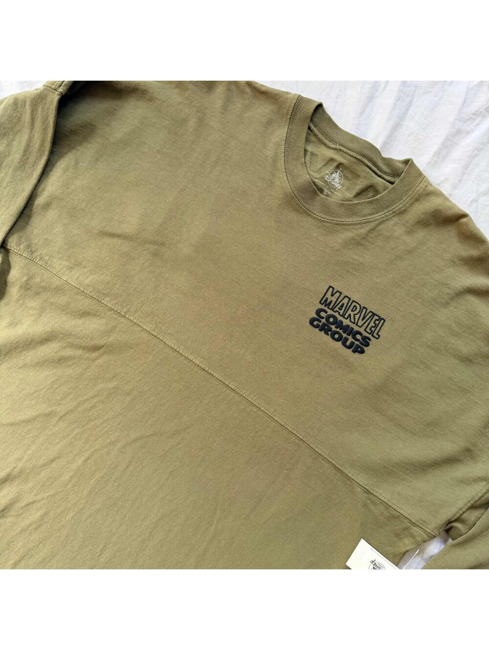 Disney Parks Marvel Comics 80 Years Spirit Jersey Superheroes Olive Green S NWT